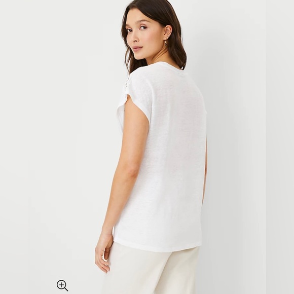 Ann Taylor Cutout Pure Linen Tee - Picture 3 of 10